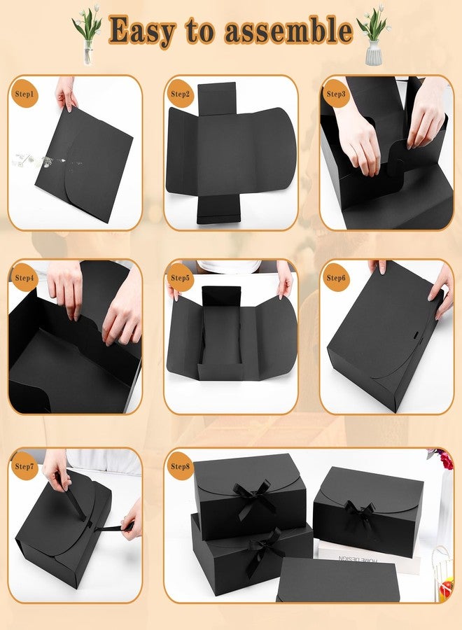 Tivcck 15 Pack Gift Boxes with Lids,10.6x7.8x3.1 Inch Black Gift Boxes Bulk,Bridesmaid Proposal Box with Ribbon,Black Kraft Paper Box for Birthday,Wedding,Christmas,Party Favors - Image 4